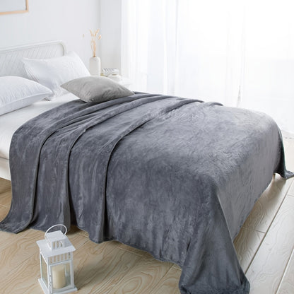 Soft Gray Plush Throw Blanket