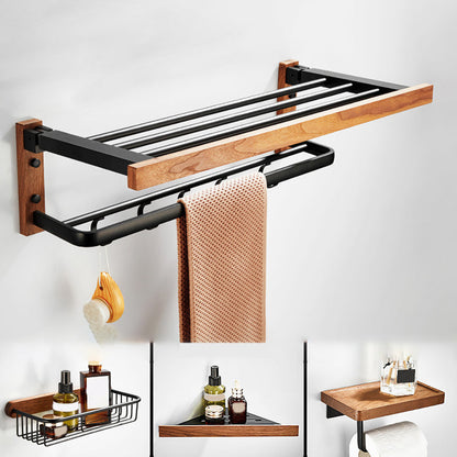 Modern Wooden Bathroom Accessory Set Black