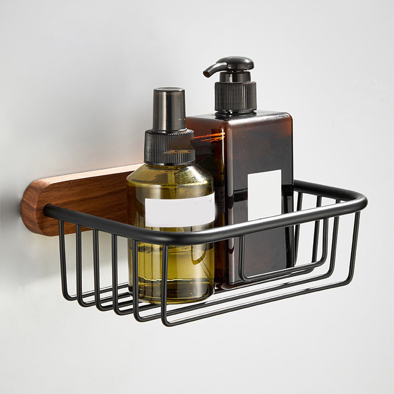 Modern Wooden Bathroom Accessory Set Black - Fesara