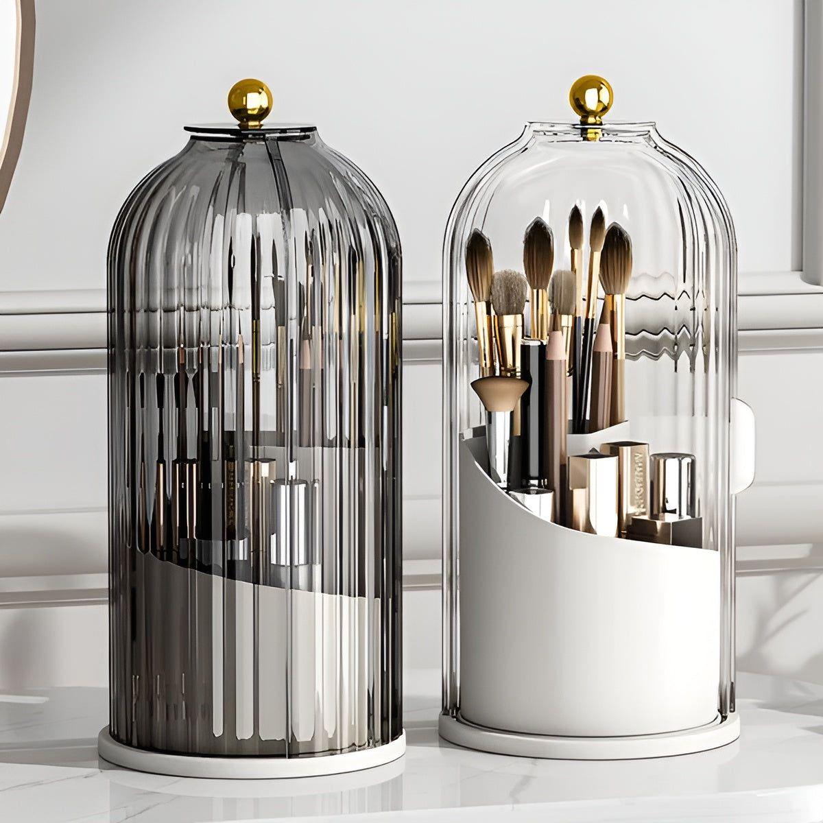 Rotating Makeup Brush Stand & Cosmetic Storage Case - Fesara