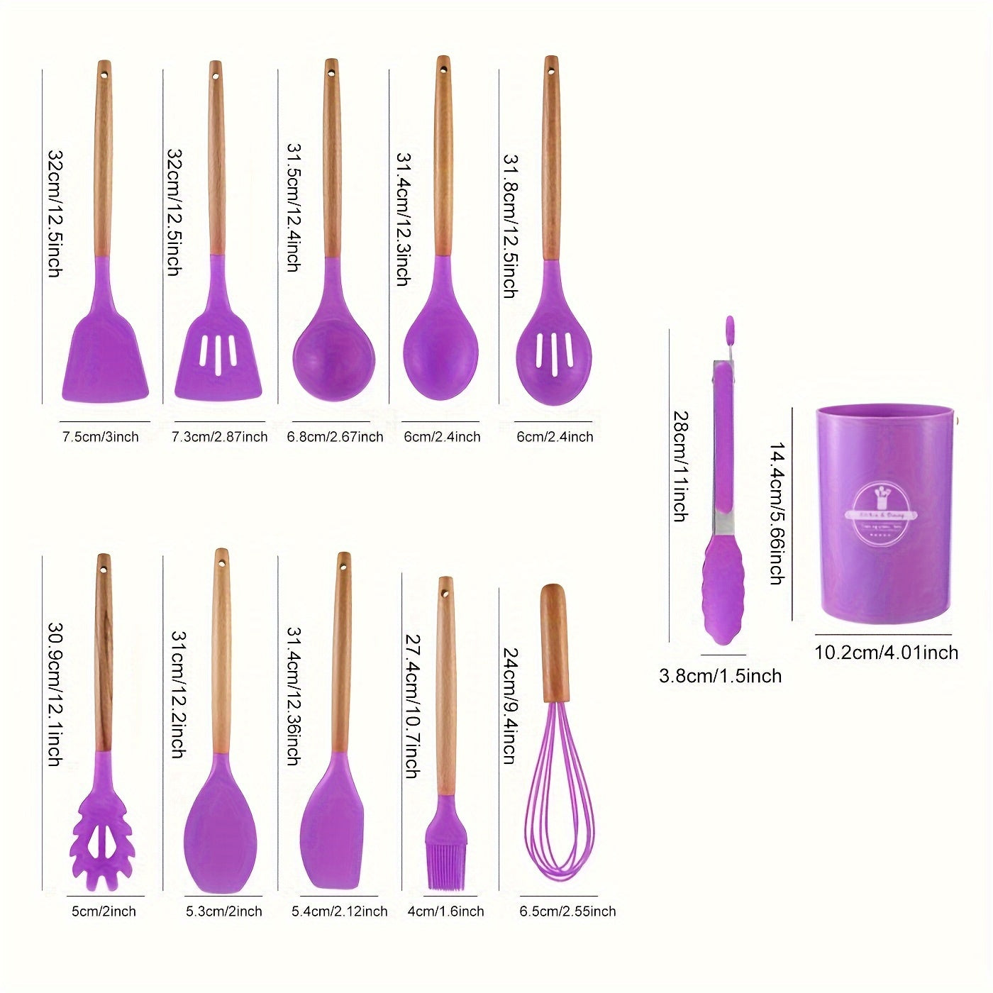 Durable Silicone Kitchen Utensil Set - Heatproof and Non Stick