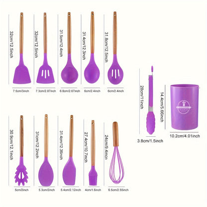 Durable Silicone Kitchen Utensil Set - Heatproof and Non Stick