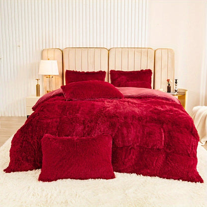 Cozy Fesara Plush Duvet Cover Set with Zipper