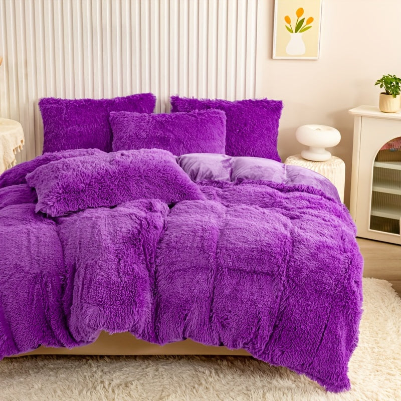 Cozy Fesara Plush Duvet Cover Set with Zipper