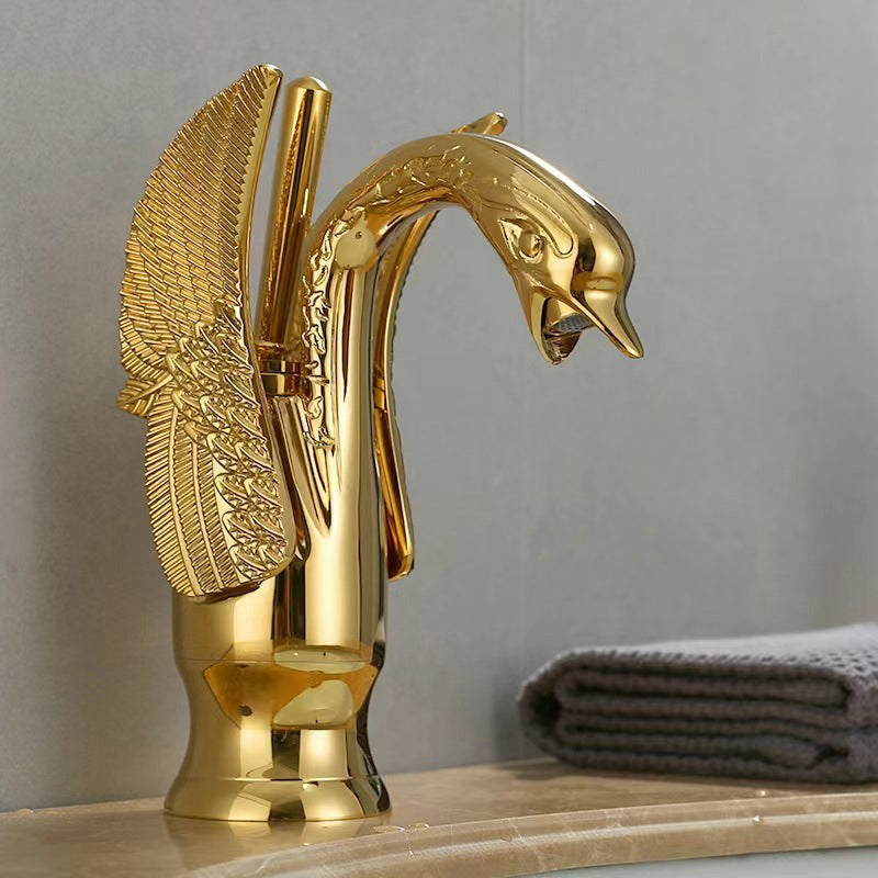 Luxury Brass Bathroom Faucet Single Handle Hot Cold Mixer