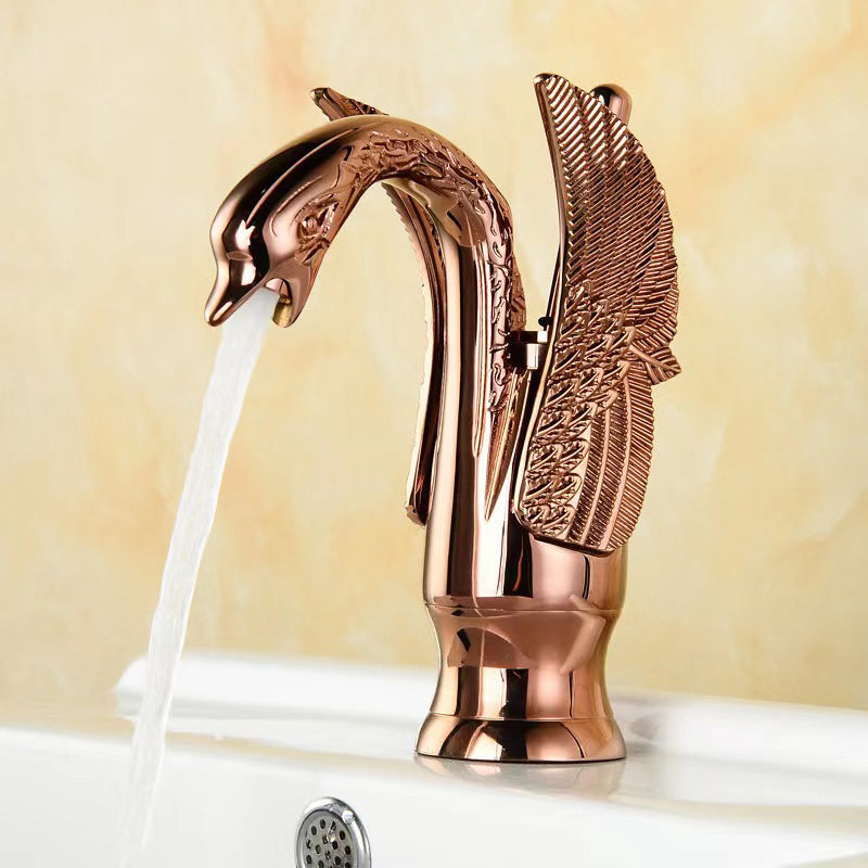 Luxury Brass Bathroom Faucet Single Handle Hot Cold Mixer