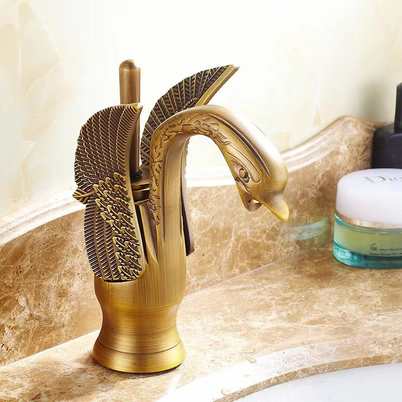 Luxury Brass Bathroom Faucet Single Handle Hot Cold Mixer - Fesara