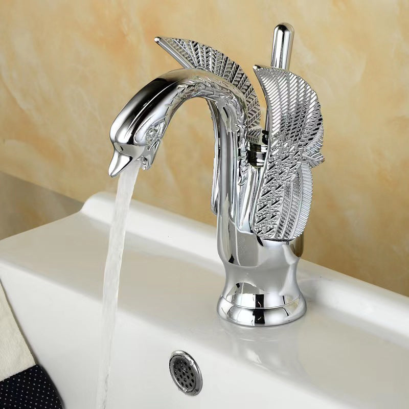 Luxury Brass Bathroom Faucet Single Handle Hot Cold Mixer