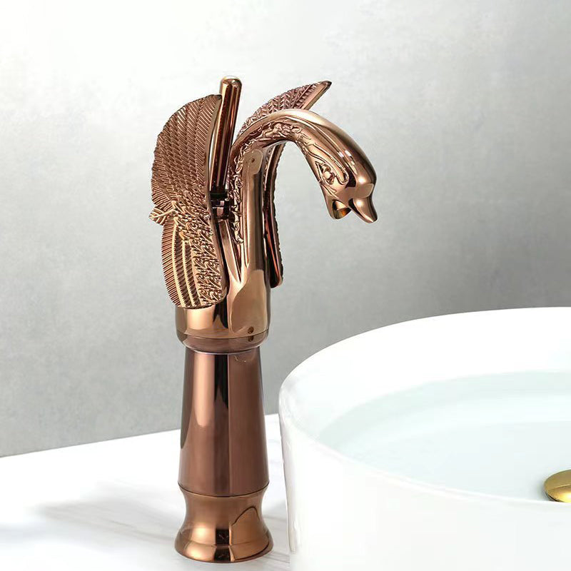 Luxury Brass Bathroom Faucet Single Handle Hot Cold Mixer