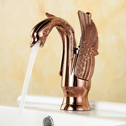 Luxury Brass Bathroom Faucet Single Handle Hot Cold Mixer