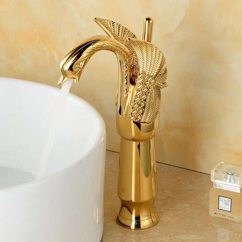 Luxury Brass Bathroom Faucet Single Handle Hot Cold Mixer