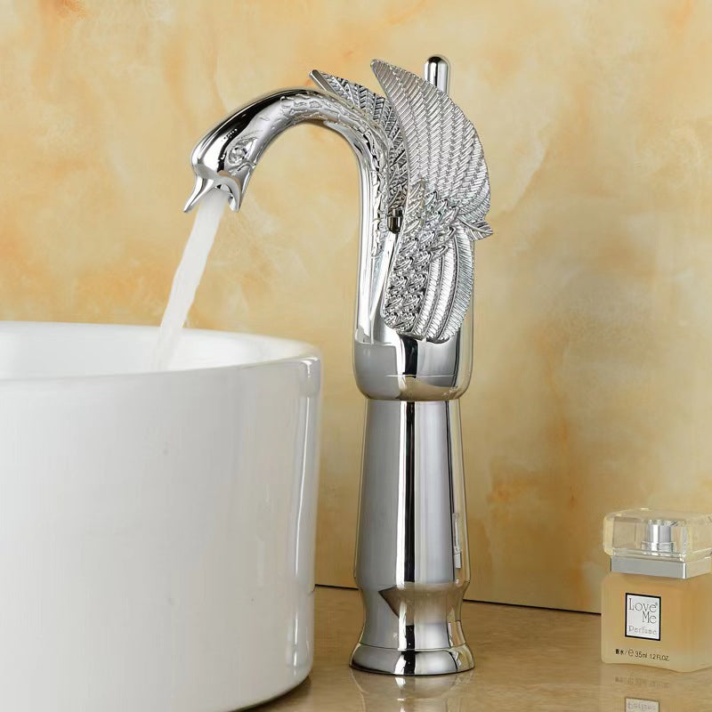 Luxury Brass Bathroom Faucet Single Handle Hot Cold Mixer