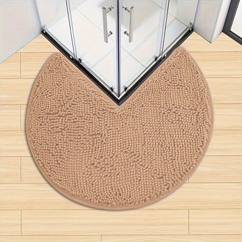 Plush Round Bathroom Mat Ultra Soft Anti Slip Chenille