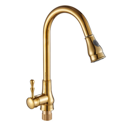 Luxury Gold Kitchen Faucet with Pull Down Spray Head
