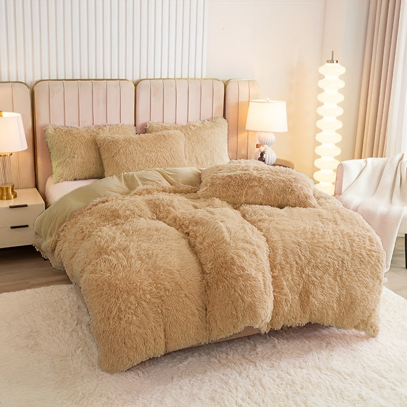 Cozy Fesara Plush Duvet Cover Set with Zipper