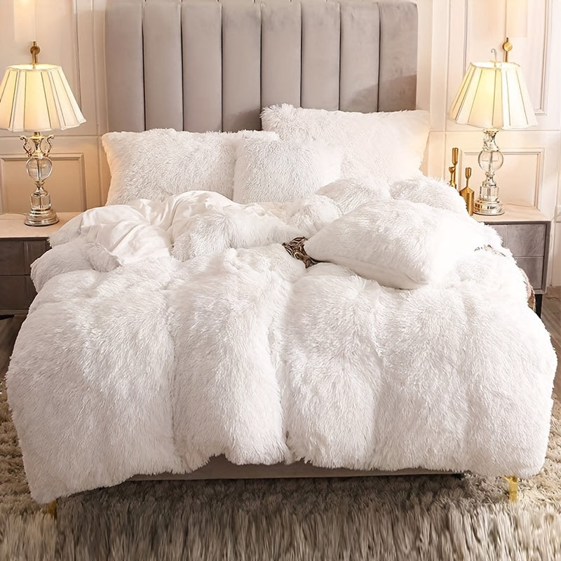 Cozy Fesara Plush Duvet Cover Set with Zipper