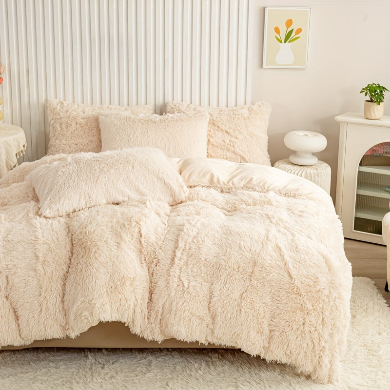 Cozy Fesara Plush Duvet Cover Set with Zipper