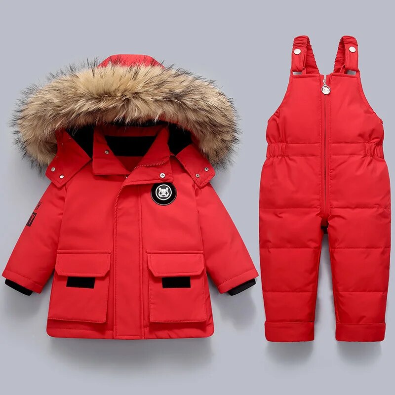 Warm Kids Snow Jacket with Furry Hood
