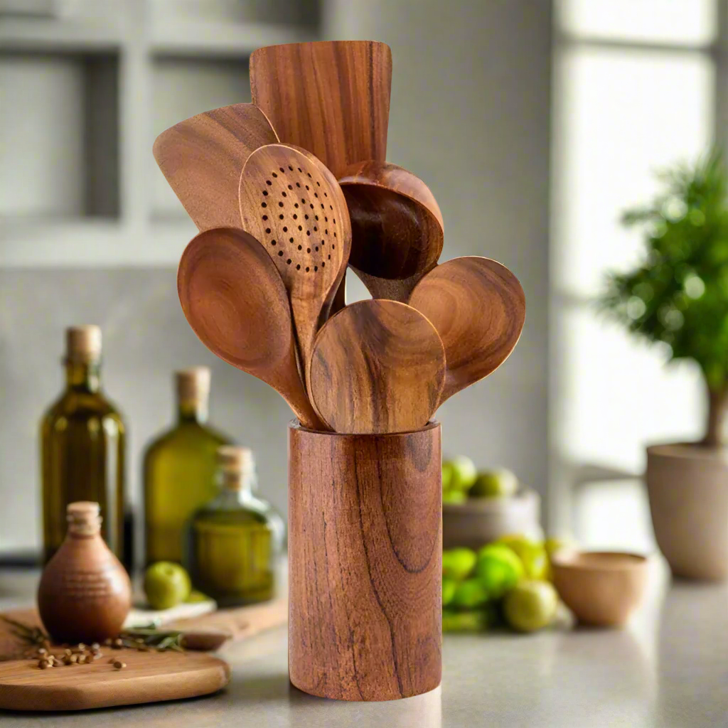 Eco Friendly Teak Wood Kitchen Utensil Set