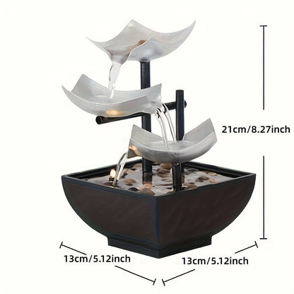 Soothing Indoor Water Fountain with Natural Leaf Pattern