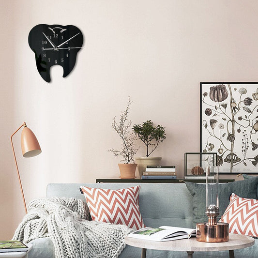 Dental Care Mirror Wall Clock - Fesara