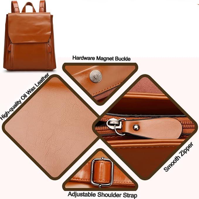 Stylish PU Leather Laptop Backpack - Comfortable & Durable