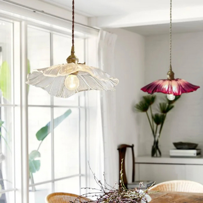 Vintage Floral Hanging Glass Lamp