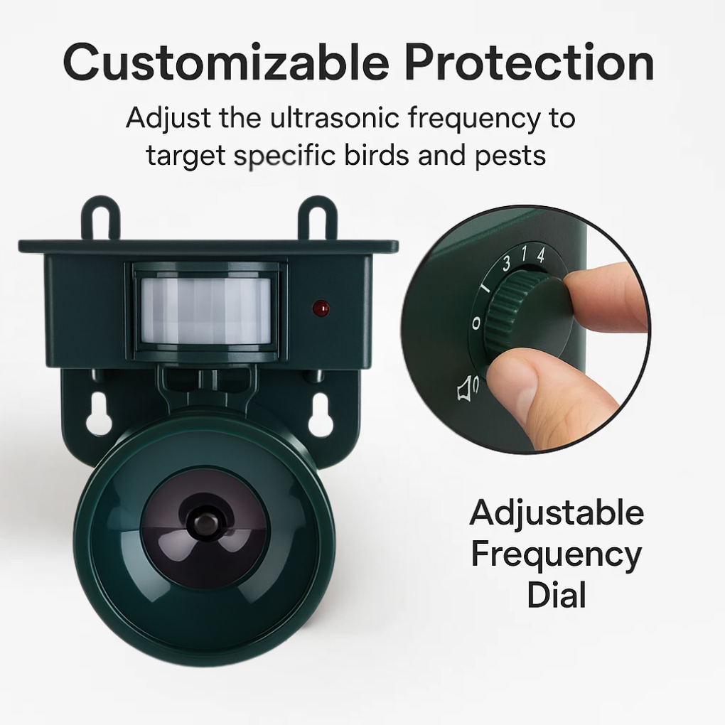 Outdoor Bird Repellent Motion Activated Sonic Repeller