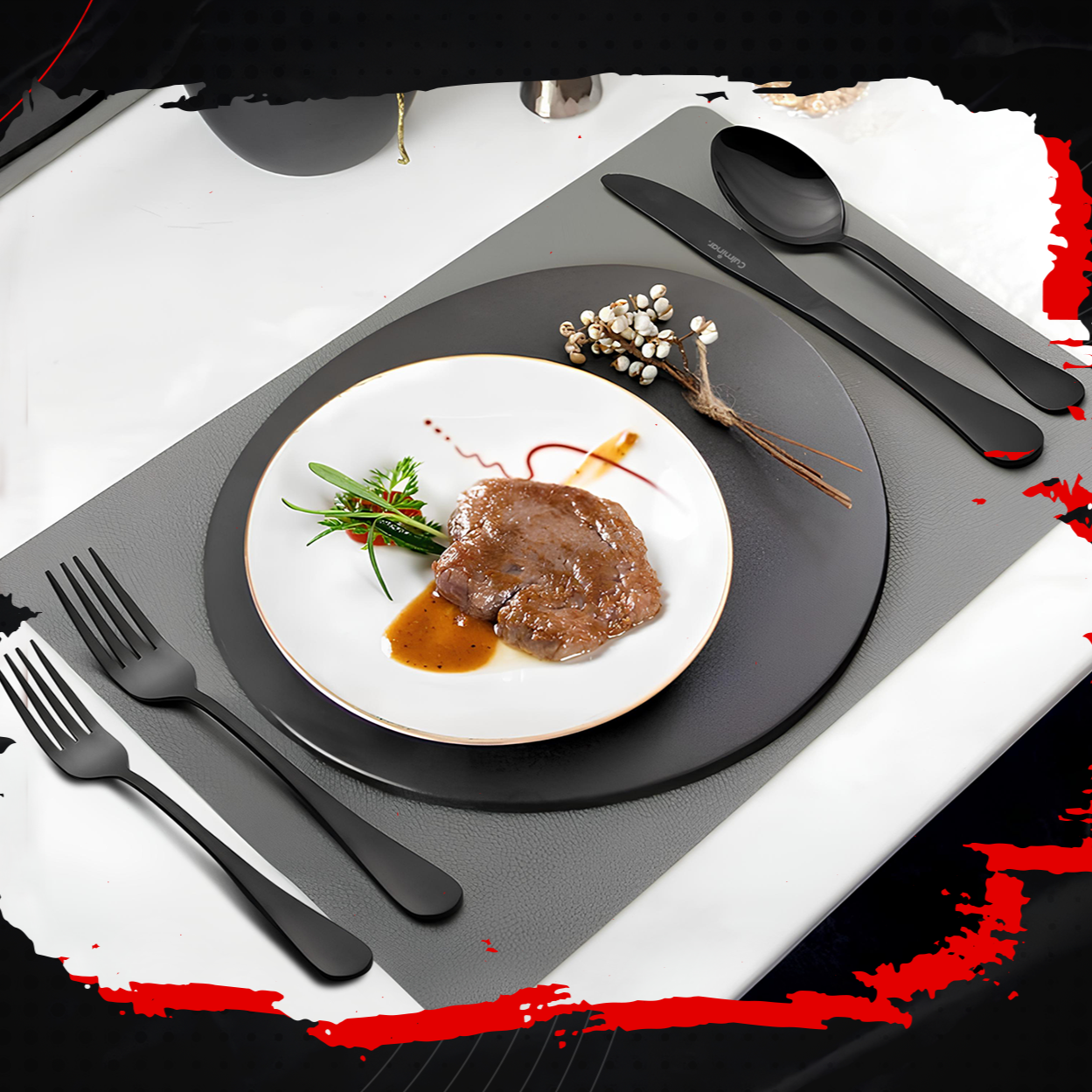 Sleek Black Kitchen Knife Set