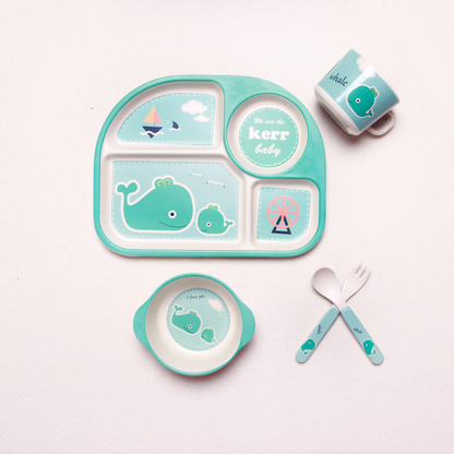 Cute Cloud Baby Dinner Set - Plate, Bowl, Cup & Utensils