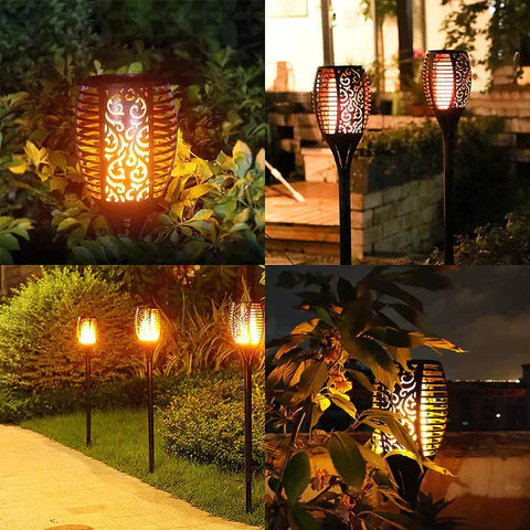 Bright Outdoor Solar Lantern with Flickering Flame Effect