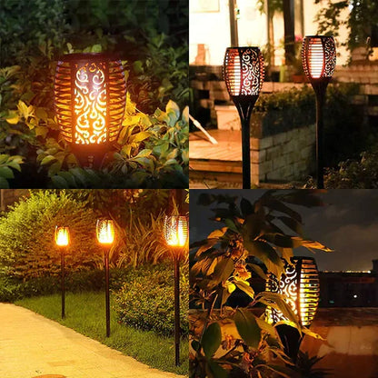 Bright Outdoor Solar Lantern with Flickering Flame Effect