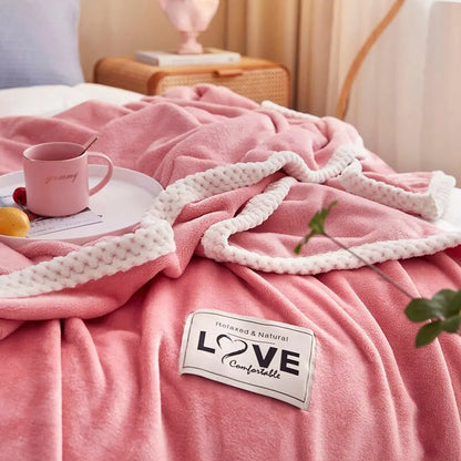 Soft Pink Plush Fleece Throw Blanket