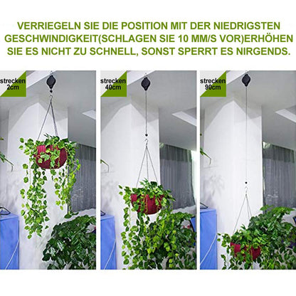 Easy Reach Plant Hanger and Bird Feeder Pulley System