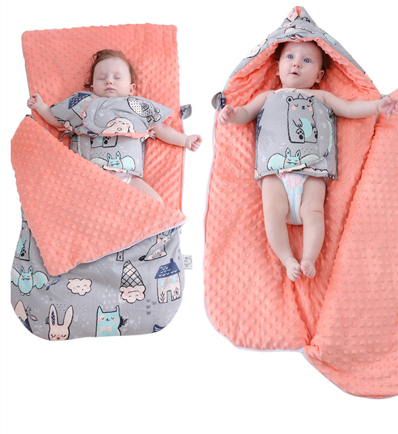 Soft Baby Sleep Sack with Hooded Minky Blanket