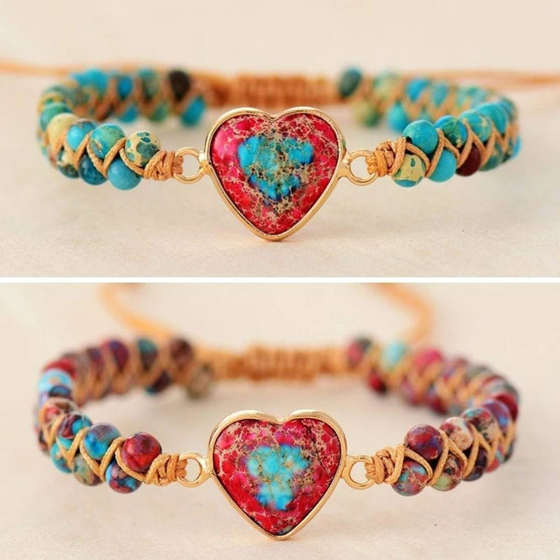 Beautiful Heart Shaped Jasper Jewelry Bracelet