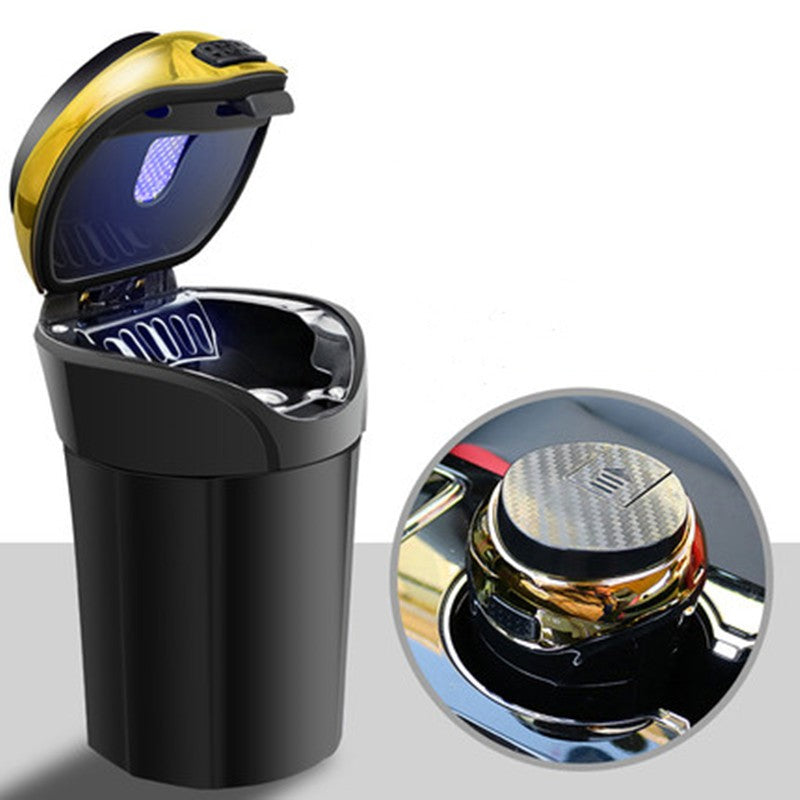 Portable Car Ashtray with LED Light and Lid