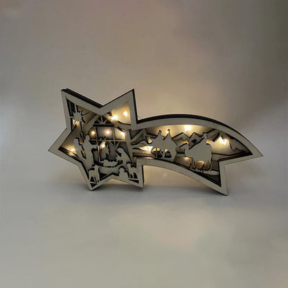 Warm Wooden LED Xmas Star Lamp