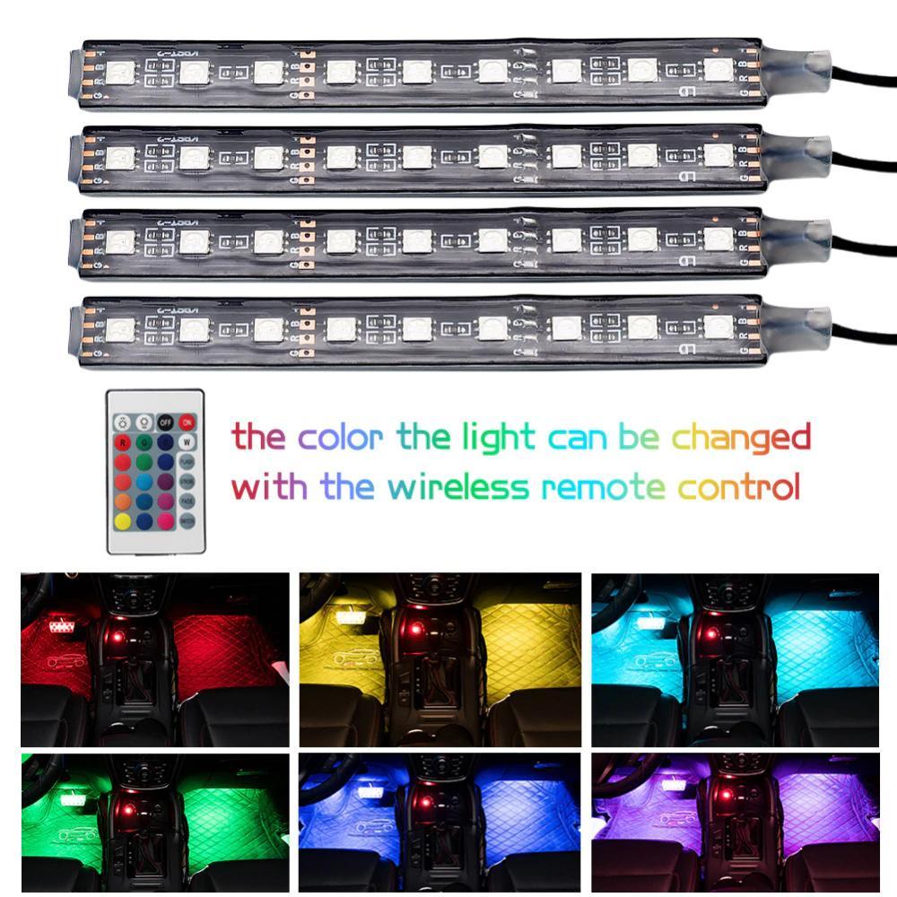 Colorful Car LED Strip Lights with Remote and Voice Control