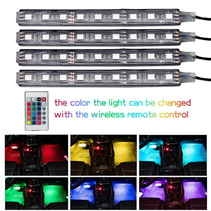 Colorful Car LED Strip Lights with Remote and Voice Control