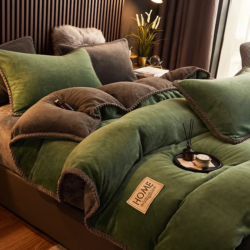 Soft Velvet Fleece Bedding Duvet Cover Set