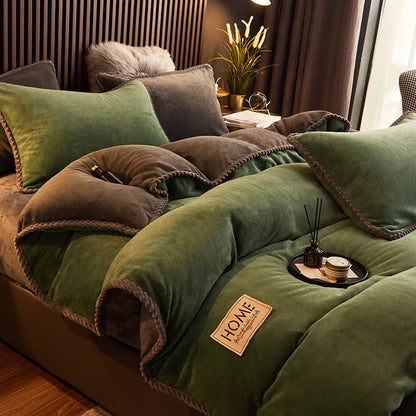 Soft Velvet Fleece Bedding Duvet Cover Set