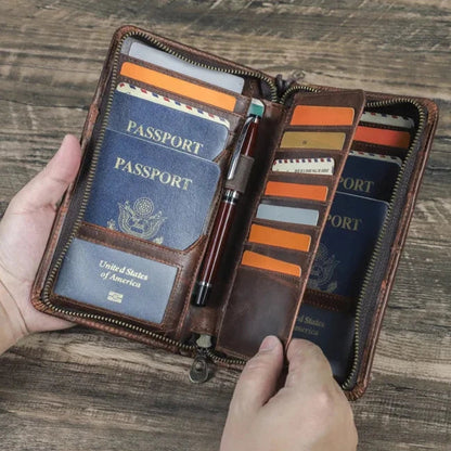 Premium Leather Passport Wallet RFID Protected