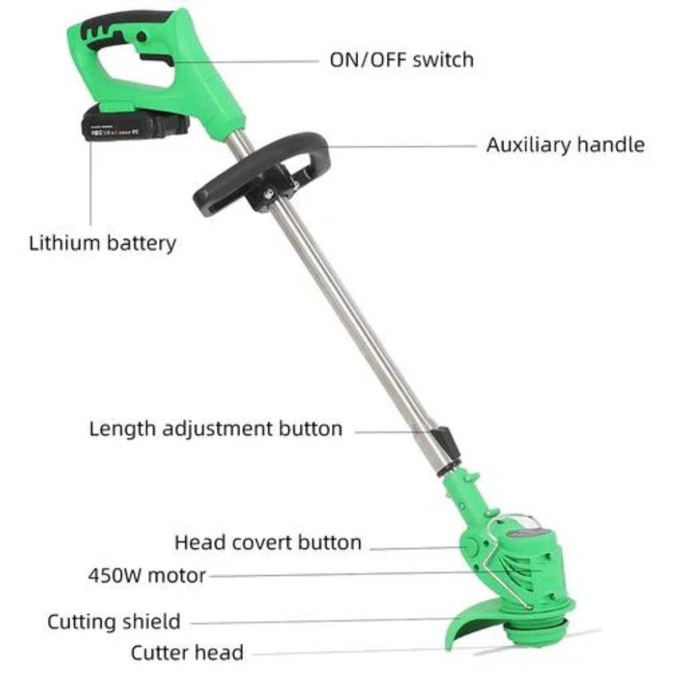 Wireless Lawn Trimmer with Adjustable Cutting Width
