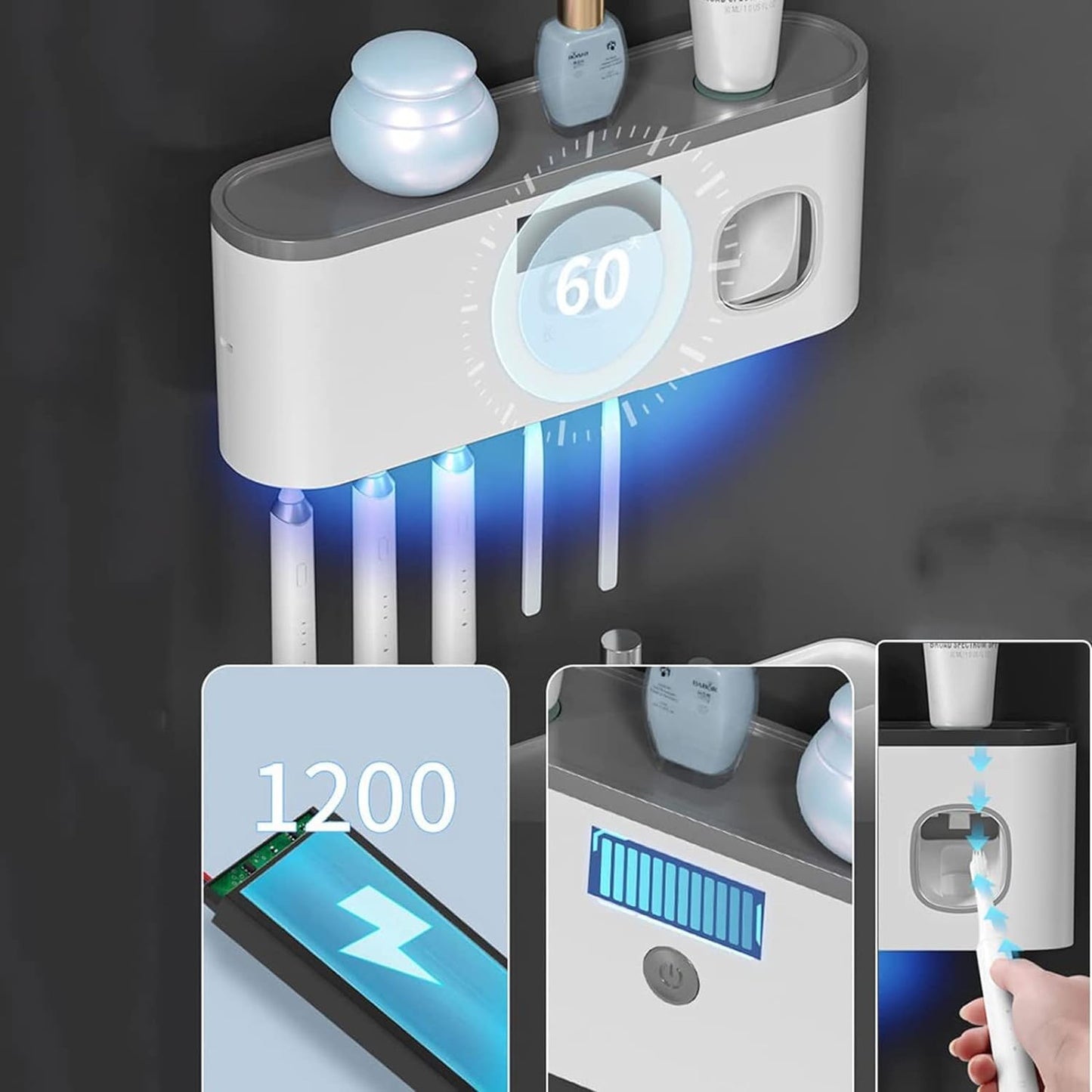 Antibacterial Toothbrush Holder with Automatic Dispenser