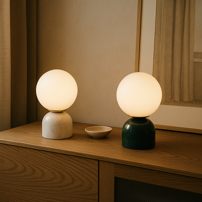 Simple Marble Desk Lamp with Glass Shade