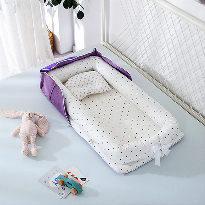 Compact Foldable Baby Crib with Pillow - Fesara