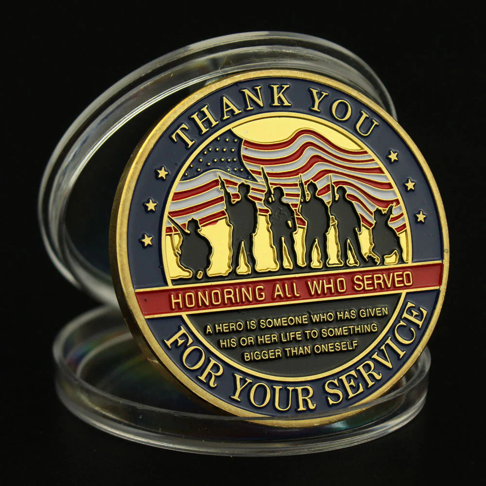 Patriotic Gold Silver Challenge Coin Set Military Gift