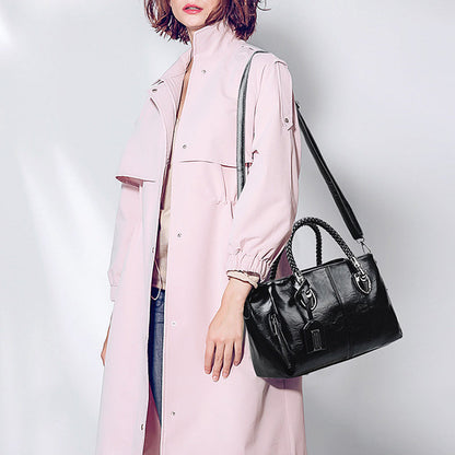 Luxury Wax Leather Boston Tote Bag