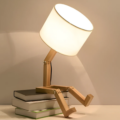 Stylish Wooden Desk Lamp With Linen Shade